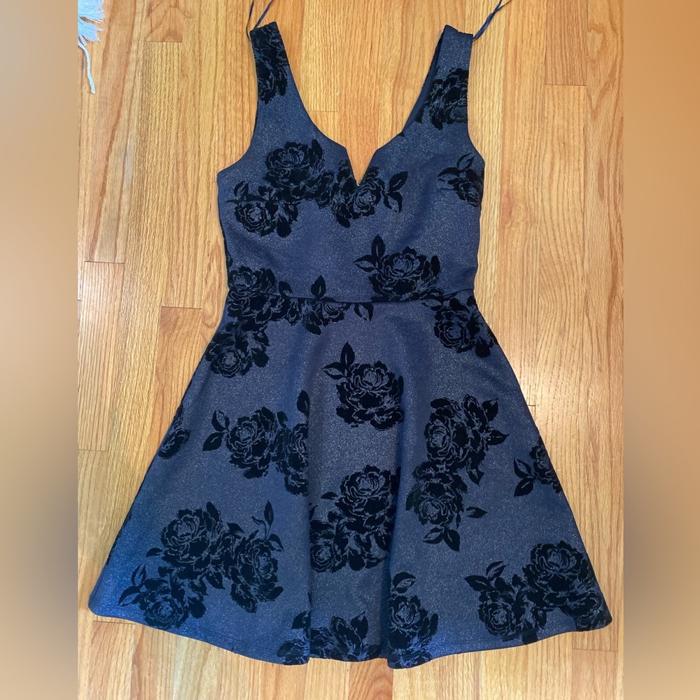 Francesca's Collections Blue Fit and Flare Cocktail Dress